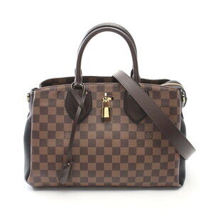 Louis Vuitton Normandy Handbag Canvas Leather Damier Brown Black